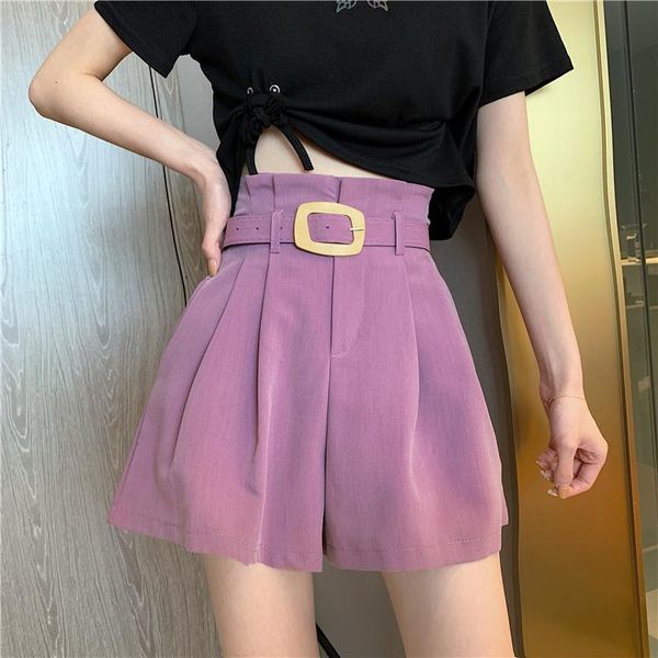 

women's shorts purple high-waist women summer elegant fashion commuter korean wide-leg wide-waist loose, White;black