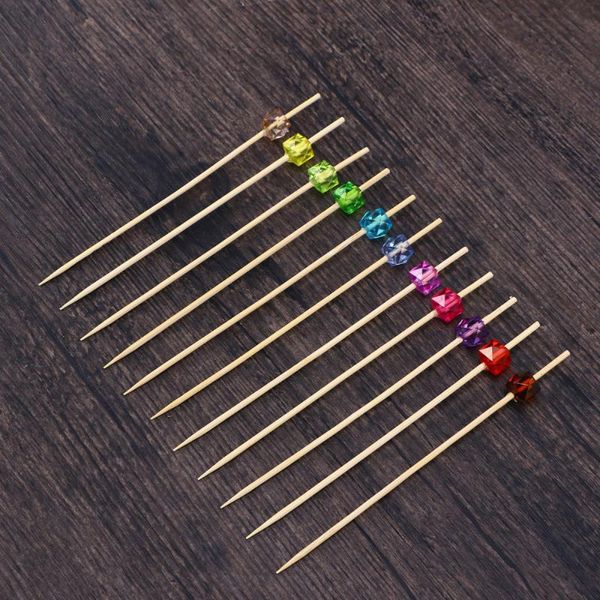 

forks 100 pcs 12 cocktail picks creative square octagonal bead appetizer fruit toothpicks party supplies