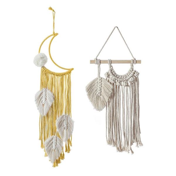 

tapestries moon dream catcher handmade macrame wall hanging hand-woven tapestry boho home decoration