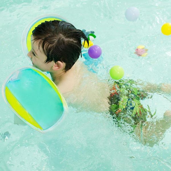 

pair arm floaties kids roll up inflatable swim bands floater sleeves swimming ring armlets for children (blue, suitable fo life vest & buoy