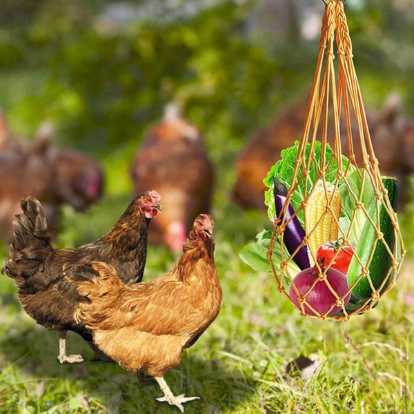 

storage bags hanging feeding net bag with hook multifunctional lightweight poultry woven feeder for garden courtyard