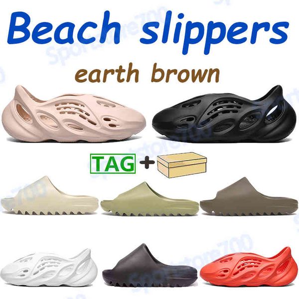 

2021 foam runner mens beach slippers shoes resin earth brown soot bone white total orange green triple black slide men women trainers ysj
