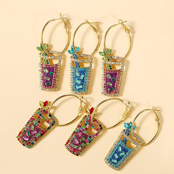 

hoop & huggie dvacaman holiday cocktail rhinestone earrings for women vintage gold metal party jewelry christmas brincos, Golden;silver