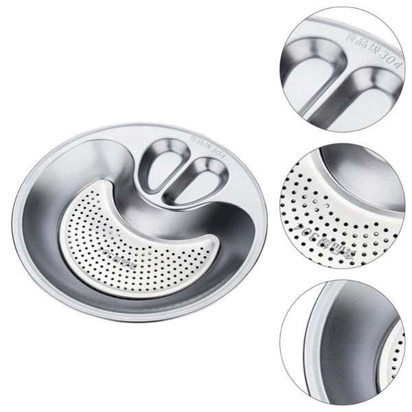 

dishes & plates 1 pc fries plate durable chips stainless steel salad (silver)