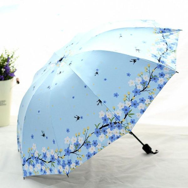 

umbrellas swallow flower uv protect umbrella mini pocket compact folding sun rain three light anti small travel