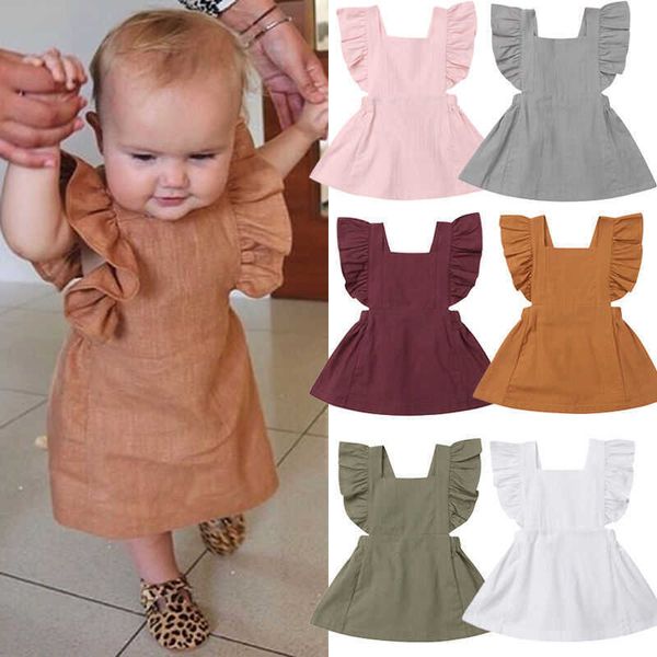 Pudcoco 2020 Marke Neue Neugeborenen Kleinkind Kleinkind Baby Mädchen Sommer Kleid Casual Prinzessin Party Tutu Solide Kleid 6 Farben Drop schiff Q0716