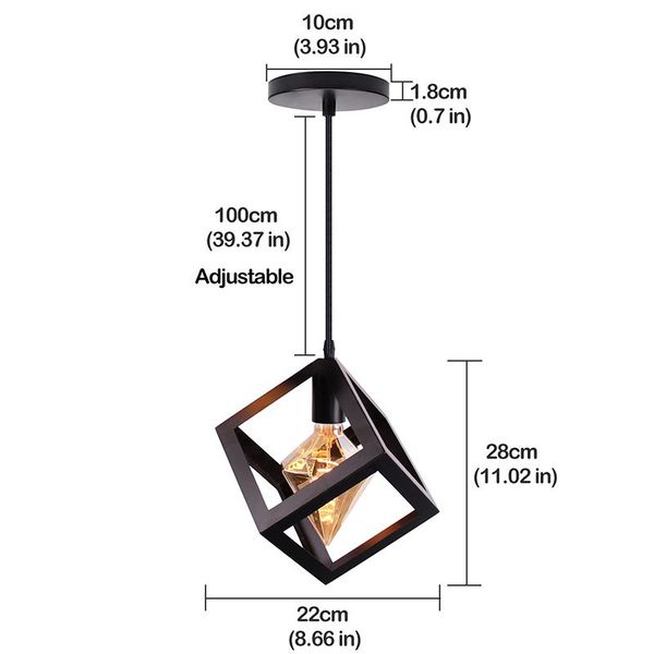 

lamp covers & shades vintage loft iron art cage hanging light square lampshade e27 bulb retro ceiling nordic indoor living room