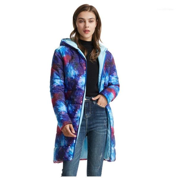 

women's down & parkas clothes coat in winter hoodie long fashion warm print hooded pocket zipper cardigan jacket ladies1, Black