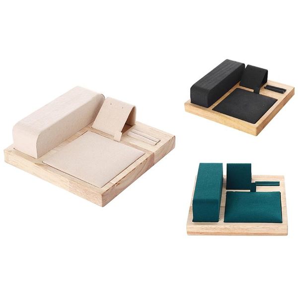 

jewelry pouches, bags bamboo wood display tray set storage counter, Pink;blue