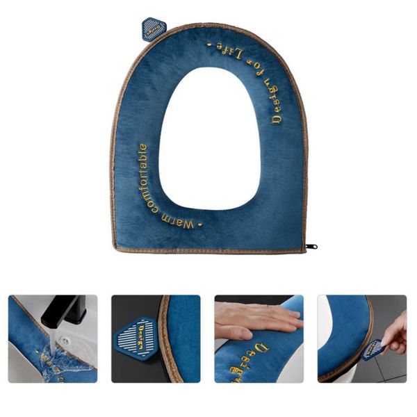 

1pc toilet seat cover household waterproof cushion (grey blue) covers