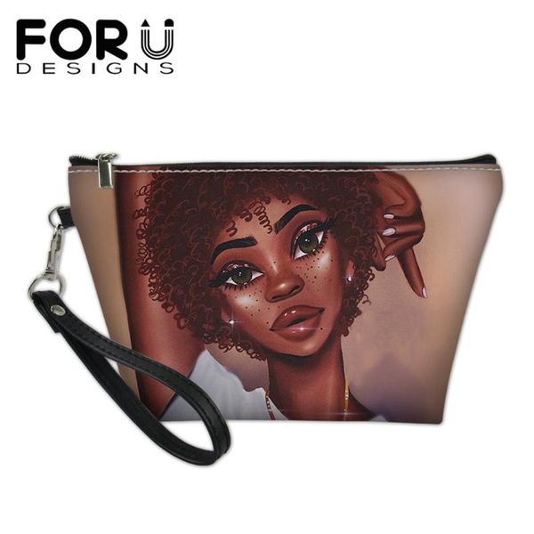 

cosmetic bags & cases forudesigns kawaii makeup bag for teen girl american black girls pattern waterproof portable toiletry storage sac