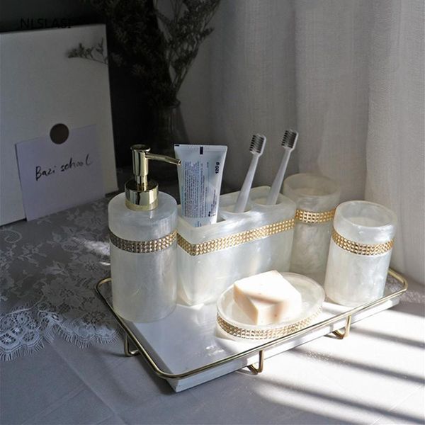 

bath accessory set light luxury resin wash soap dispenser gargle cup toothbrush holder dish bathroom supplies christmas gifts