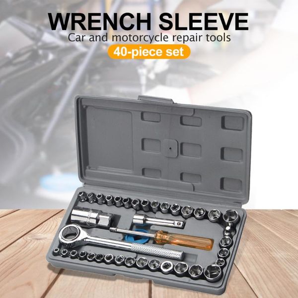 

hand tools 40pcs portable ratchet socket wrench set multi-function spanner kit carbon steel car auto repair combo supplies