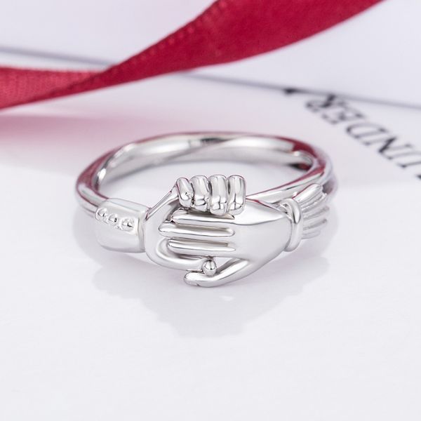 

straight s925 sterling silver clasp hands two in one ring