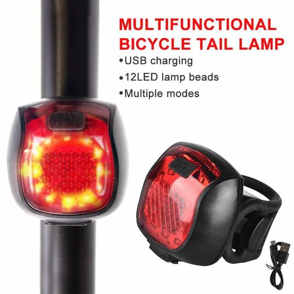 

bike lights led bicycle rear light 5-modes tail usb rechargeable lamp warning night taillight parts