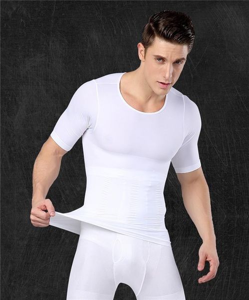 

men's body shapers t-shirt for weight lost men waist trainer vest slim belt workout fitness-breathable, Black;brown