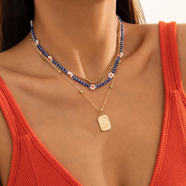 

chains women's thread neck charm colorful handmade bohemian jewelry gift, Silver