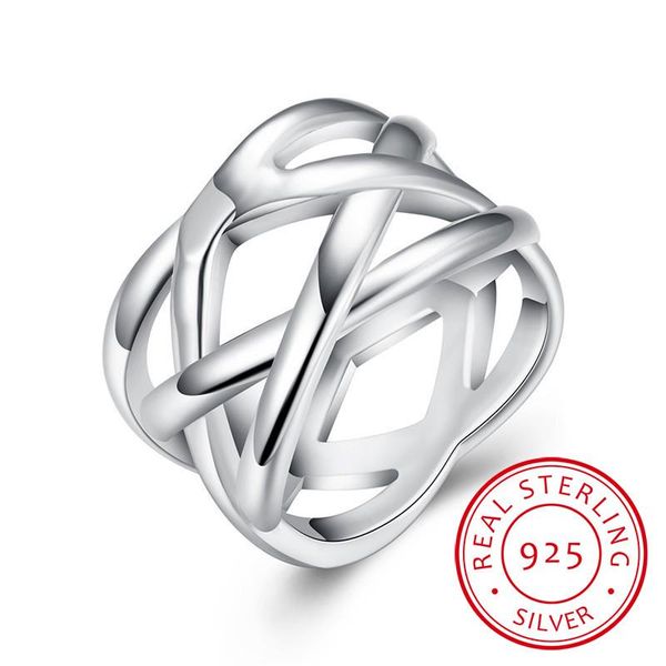 

cluster rings lekani trendy bijoux women 925 sterling silver ring jewelry for double"x" cross statement bague anillos fine, Golden;silver