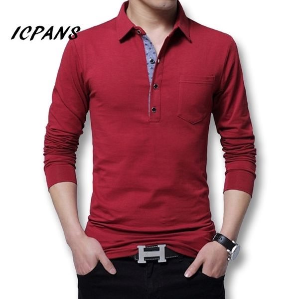 

icpans polo shirt men long sleeve casual cotton fashion polo shirt men big size 5xl 4xl slim white blacktee 210401, White;black
