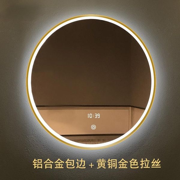 

mirrors led golden round smart bathroom mirror touch screen vanity wall hanging with light