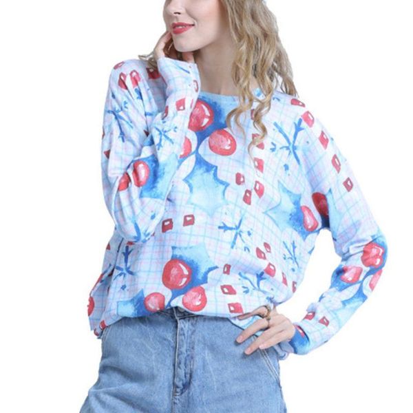 

women's sweaters 2021 autumn women sweater loose large size knitted trend printing fashion blue x142, White;black