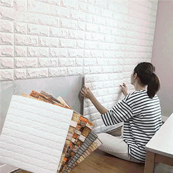 

wallpapers 3d brick pattern wall decor diy self-adhesive waterproof pe foam stickers for tv background living room bedroom