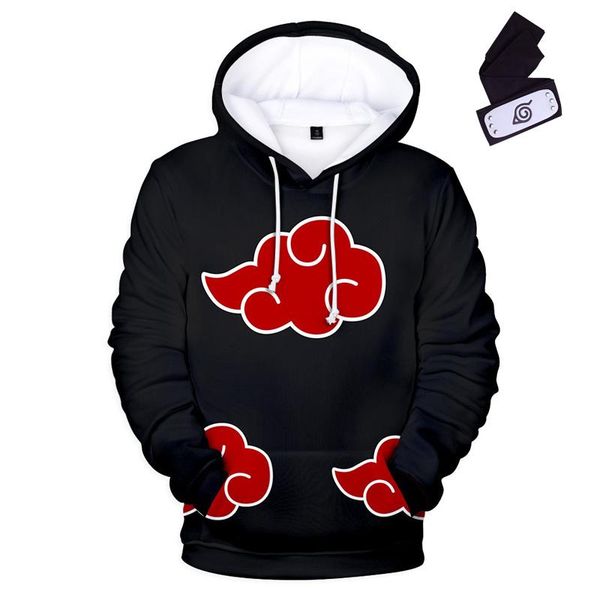 

men's hoodies & sweatshirts japan anime manga clothes akatsuki red cloud 3d print hoodie for men women cosplay sweatshirt casual jacket, Black