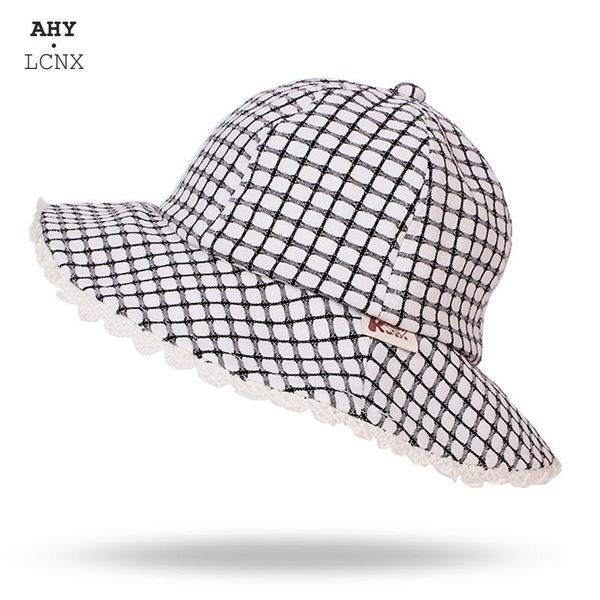 

caps & hats foldable spring summer lace baby boys girls outdoor bucket hat cute plaid panama kids sun protection fisherman cap, Yellow