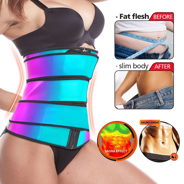 

women corset waist trainer reflective latex waist trimmer tummy control belly tightening belt body shaper fajas shapewear