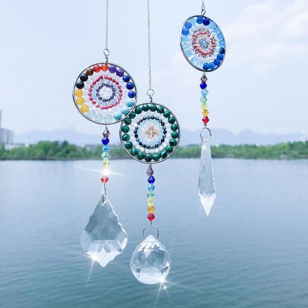 

decorative objects & figurines crystal mandala round prism rainbow maker window hanging pendant charm chakra tree wedding garden decoration