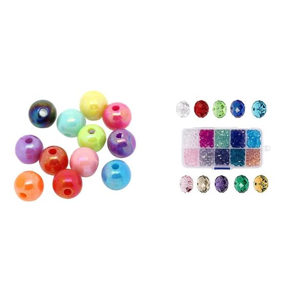 

other 500pcs mixed ab color round acrylic spacer beads 6mm & 300pc 8mm faceted crystal beaded material