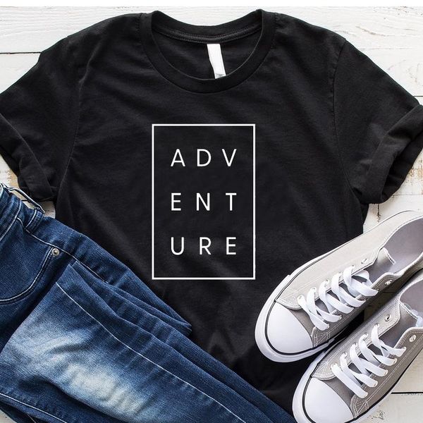 

aventure print fashion letters t-shirts women o-neck short sleeve 100% cotton tees summer cute t shirts for ladies goth women's t-shirt, White