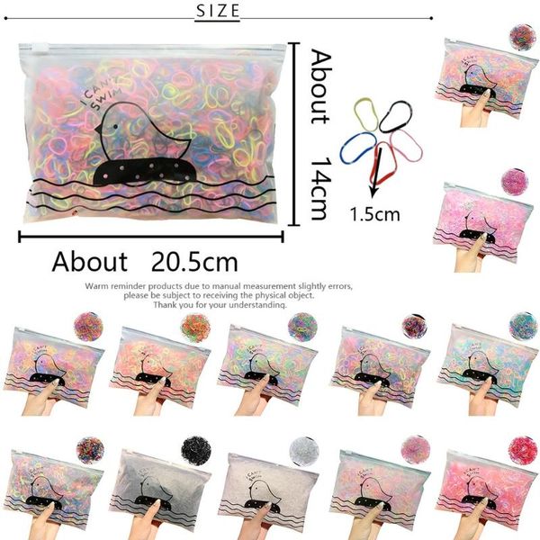 

hair accessories 1000 / pack colorful fashion disposable elastic band ponytail holder scrunchie girls rubber, Slivery;white