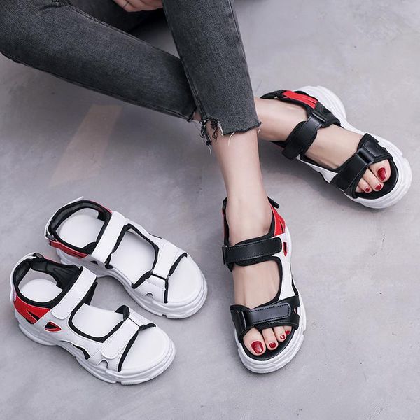 

woman summer beach sandalias mujer drop thick bottom women sport sandals wedges hollow out outdoor platform shoes, Black