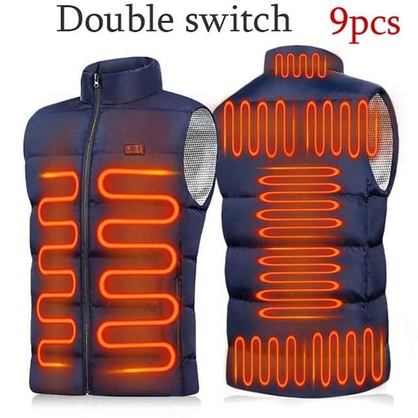 

9 heated vest zones electric jackets men women sportswear coat graphene heat usb heating jacket for camping 211126, Black;brown