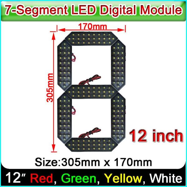 

display 12 inches 7-segment led number module, red, yellow, green, white 4 color optional,led digital module,oil & gas price screen