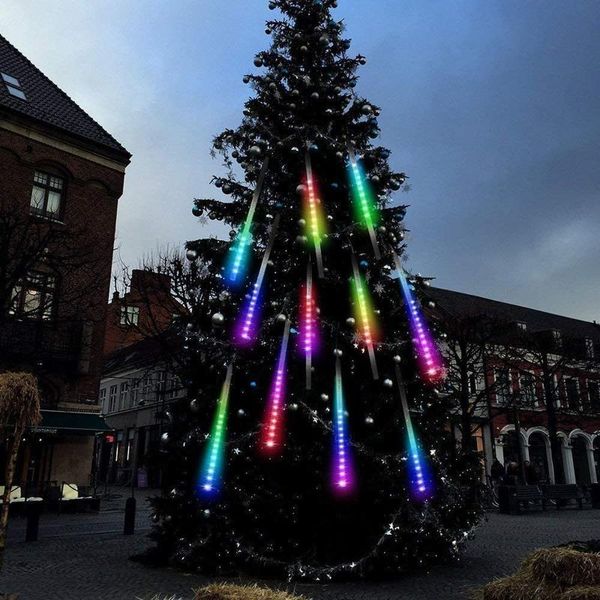 Corde 30cm Doccia Luci a pioggia Goccia di pioggia che cade all'aperto Corda fata per albero Cortile Patio Tetto Decorazione natalizia