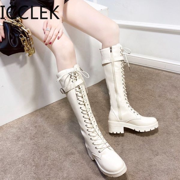 

lace up zipper boots short boot wear-resistant non-slip women boot winter female british wind new joker thick bottom 210428, Black