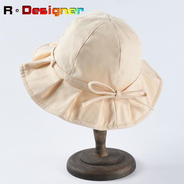 

wide brim hats 2021 summer seaside vacation woman fisherman hat japanese solid color leisure all-match sun basin, Blue;gray