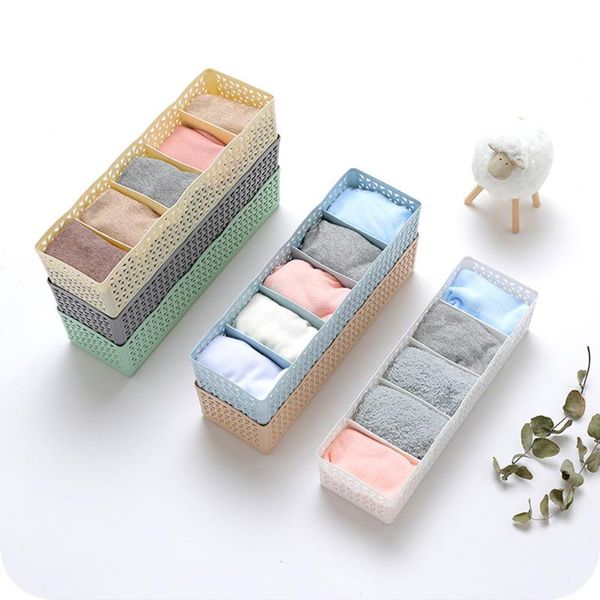

storage drawers 5 cells divider hollow box plastic organizer for tie bra underwear socks drawer cosmetic home bedroom save space basket