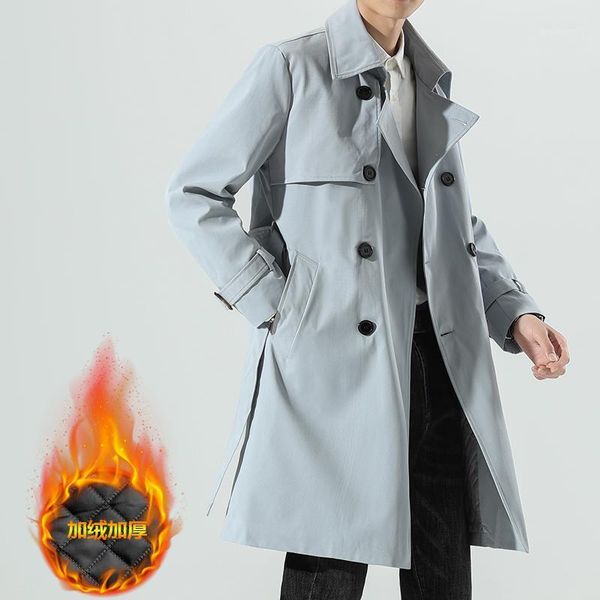

long style coat men 2021 spring double breasted trench men's casual windbreakers male good quality jackets coats, Tan;black