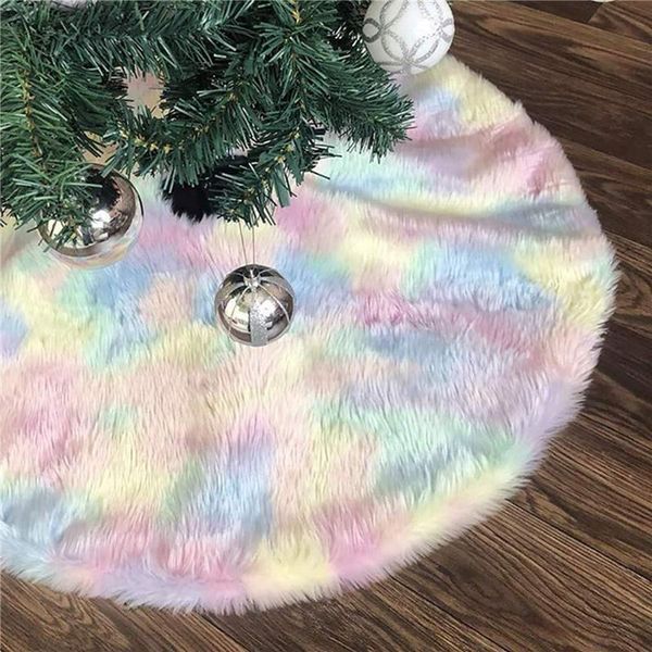 

christmas decorations tree skirt colorful plush rainbow decoration for crafts