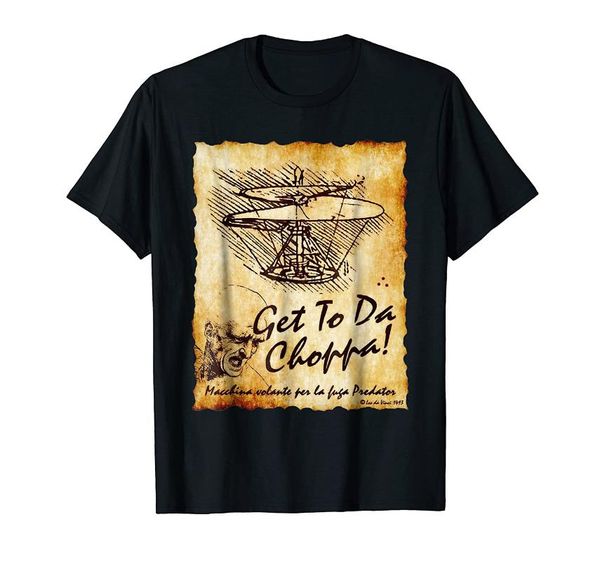 

men's t-shirts get to da choppa - vinci sketch spoofing the arts shirt, White;black