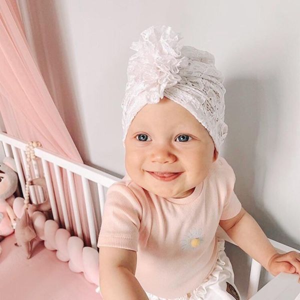 

spring summer baby hats lace flower kids girls cap solid color beanie children sun hat india caps &, Yellow