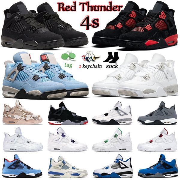 

red thunder men basketball shoes 4s jumpman 4 black cat university blue white oreo pure money cool grey wild things mens women trainers spor