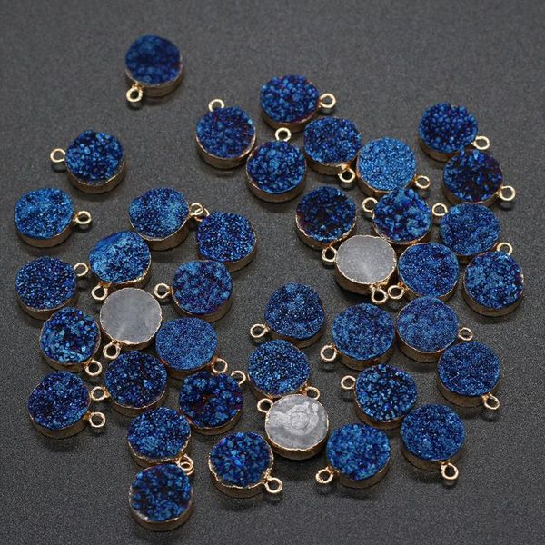 

charms natural stone gemstone round agate crystal bud gilt pendant 1pcs for diy necklace jewelry finding accessories, Bronze;silver