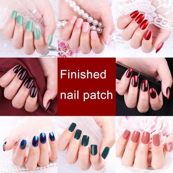 

24pcs fake nails press on with glue nail tips false artificial display stick1, Red;gold