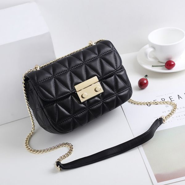 

70% off design hand sheepskin lingge women's leather new korean version simple versatile chain bag flip lock single shoulder messenger, Red;black