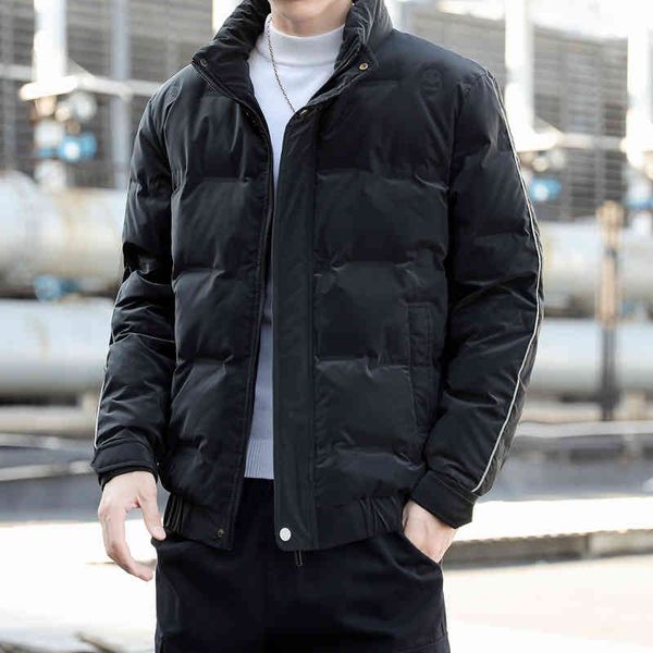 

down jacket men's thickened winter new youth trend korean stand collar men's down jacket warm coat men's, Black