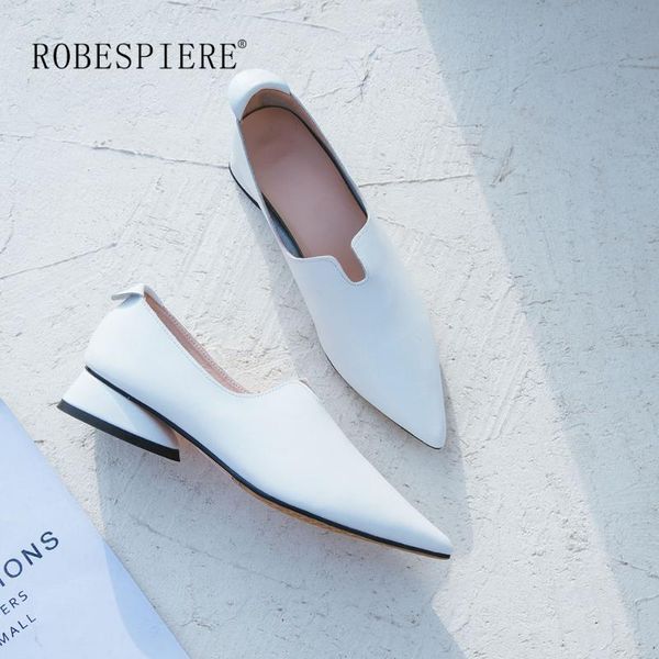 

dress shoes robespiere women shallow pumps casual low heels pointed toe soft genuine leather slip-on large size lady a112, Black
